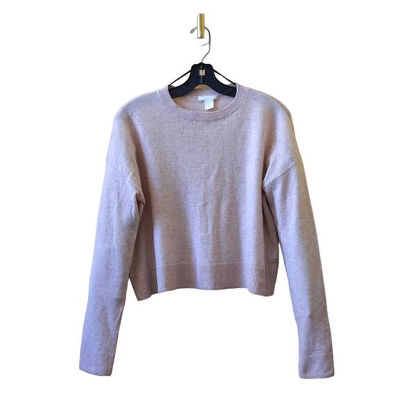 H&M Long Sleeve Wool Blend Casual Boxy Jumper Knit Top Heathered Beige Size XS - Picture 1 of 8